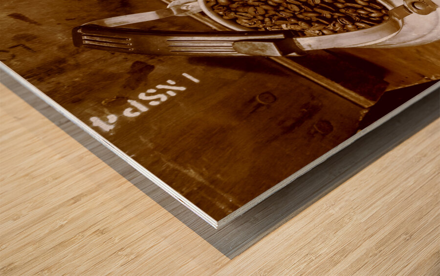 Vintage cafe scene Wood print