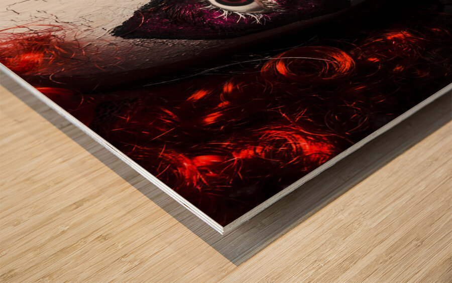 scary and evil clown smiling in dark spooky style Wood print