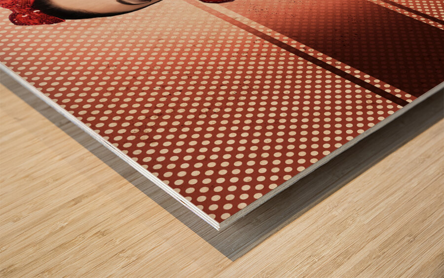 Sweet candy pinup girl with vintage toffee apple Wood print