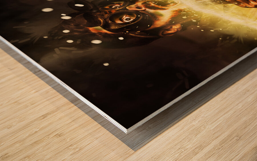 Start up business man with explosive idea Wood print