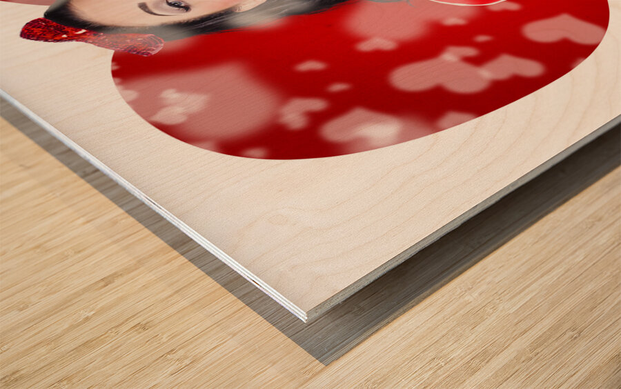 Beautiful girl in a bright love romance Wood print