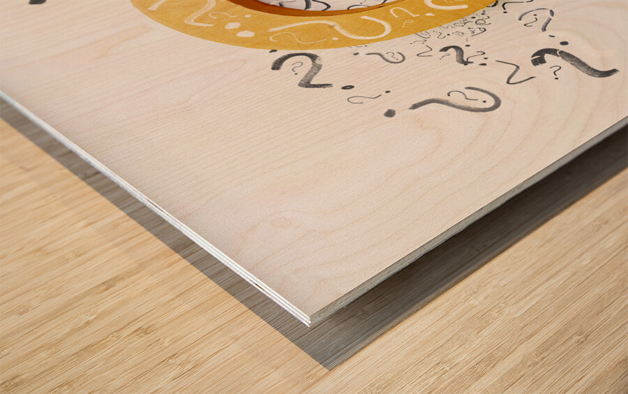 Questions in need of answers on white background Wood print