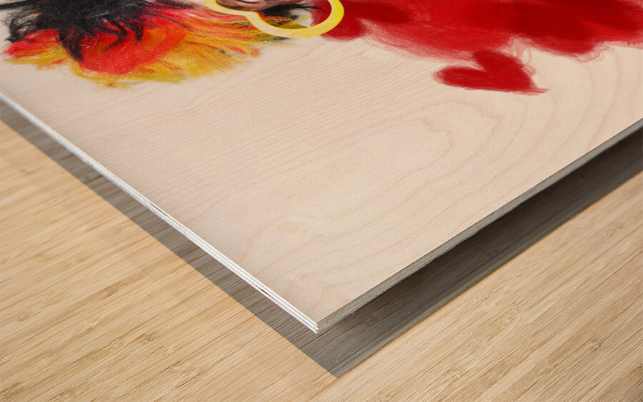 Romantic Comedy Clown Wearing Heart Shape Glasses Wood print