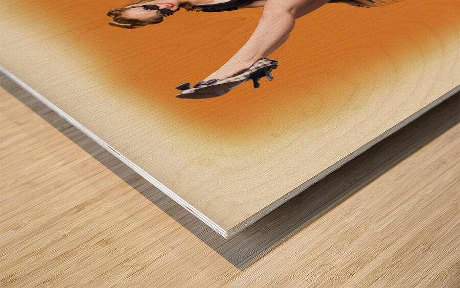 Fifties Sixties Style Fashion Model In Retro Shoes Wood print