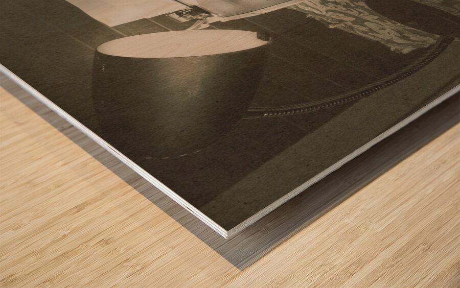 1930s press release on antique reporters desk Wood print