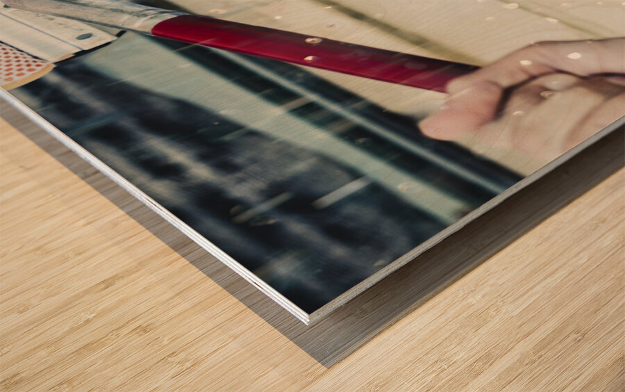 umorous window washer Wood print