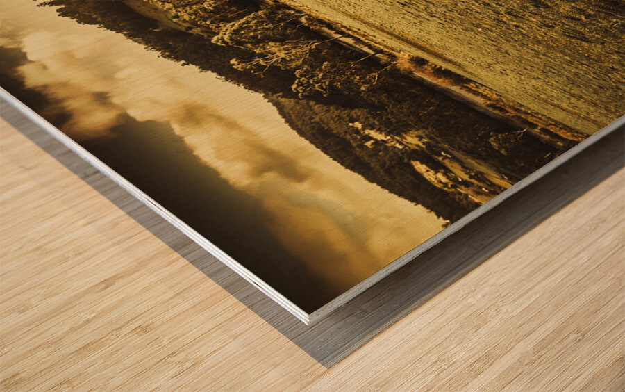 Open fields of Woodstock Tasmania Wood print