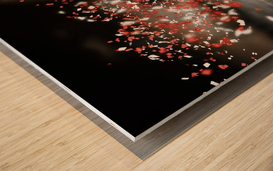 Happy Flower Girl In A Running Love Heart Romance Wood print