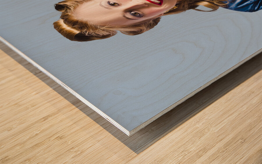 Retro receptionist Wood print