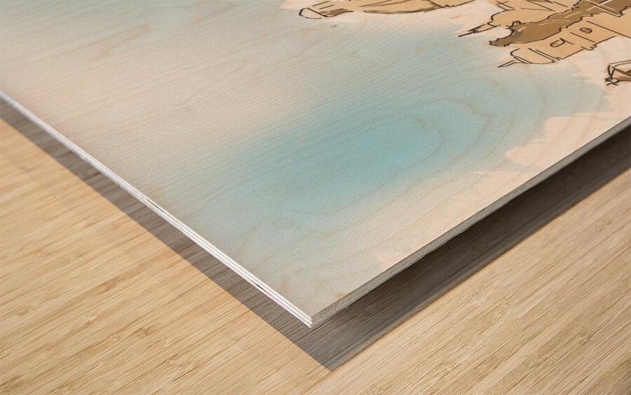 Artistic digital painting of Charles Bridge Prague Wood print