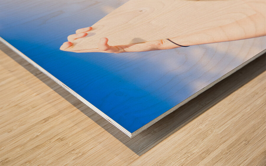 Summer Surfing Woman Wood print