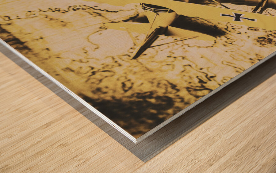 Antique Biplane On Old Map Wood print