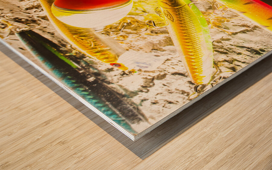 Fisheries and tackle Wood print