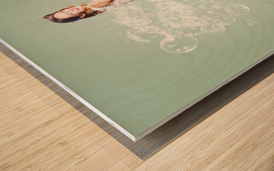 Soap suds pin up girl Wood print