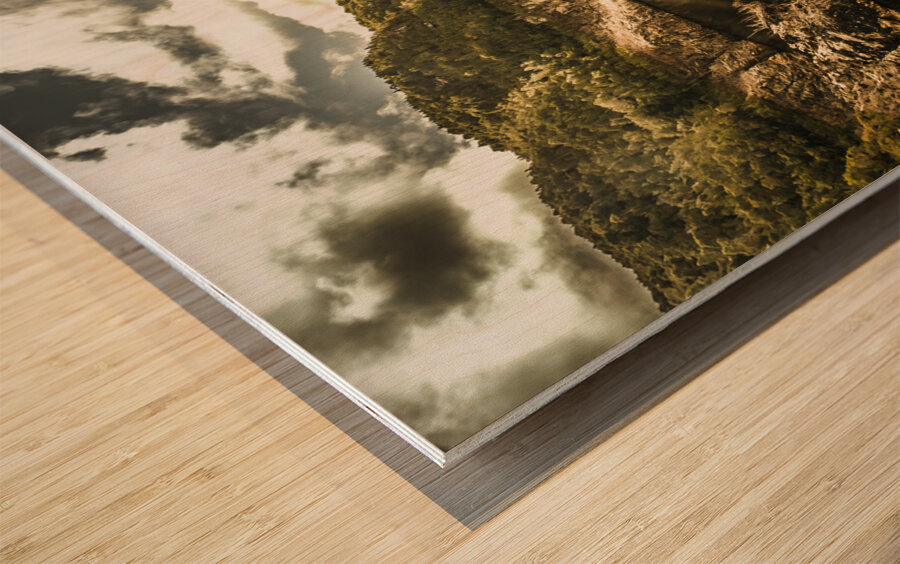 Calm still water reflections Wood print