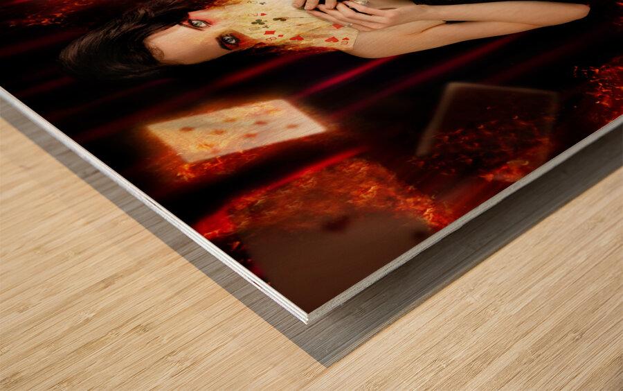 Tarot Magician Holding Magic Fire Cards Of Fate Wood print