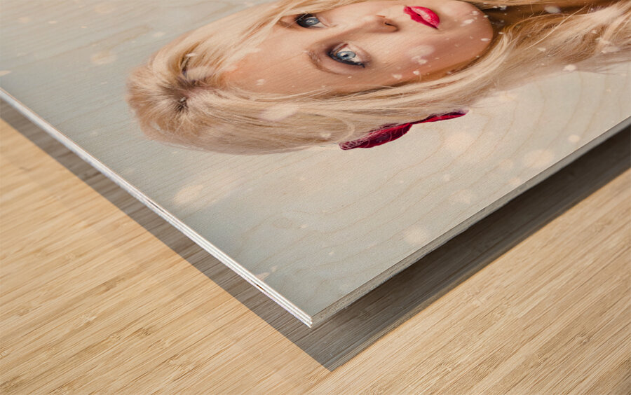 Snow pinup girl Wood print