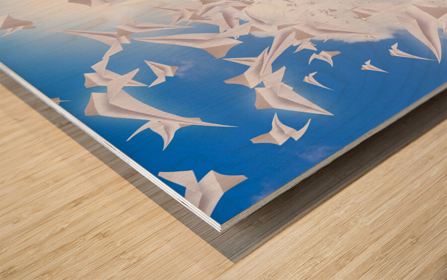 Insane business man with busy travel schedule Wood print