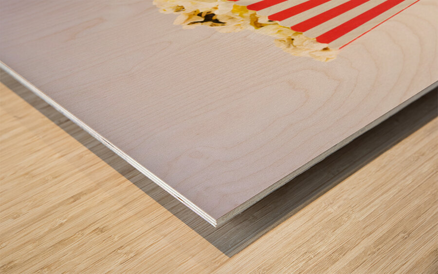 Iconic Striped Popcorn Carton Wood print
