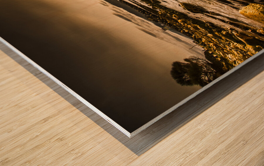 Atmospheric dusk seascape Wood print