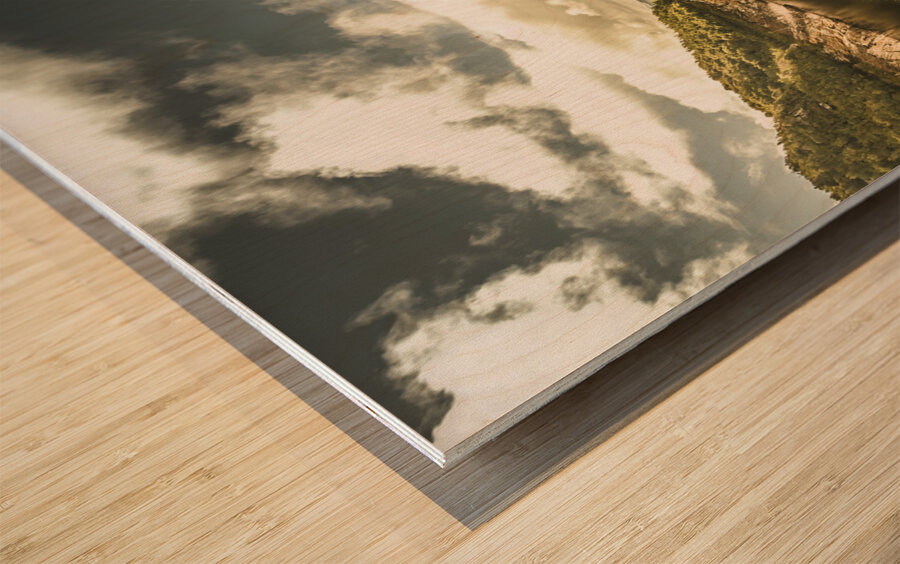 Cloudy blue lakes Wood print