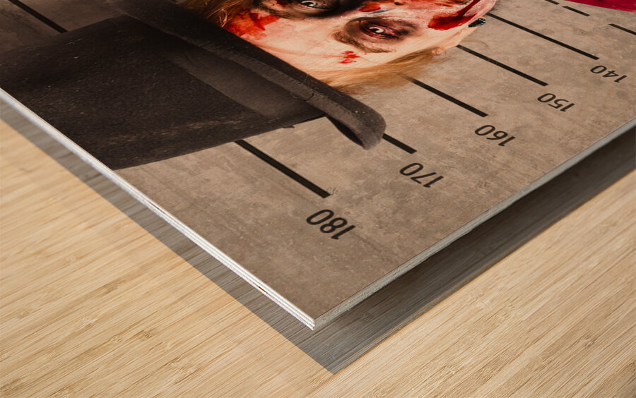 Monster police mug shot. Creepy criminal Wood print