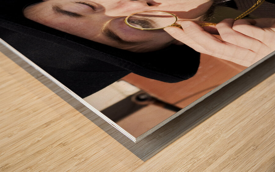 Man Dumbfounded By A Floating Fly Wood print