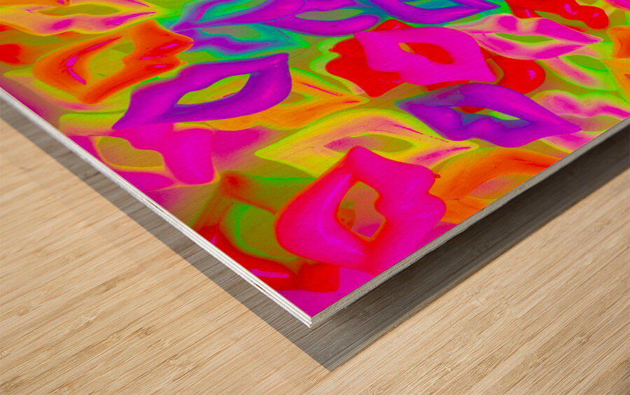 Neon love Wood print