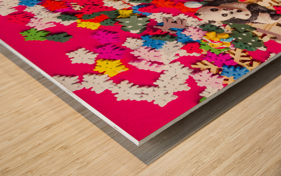 Christmas Pandas Wood print