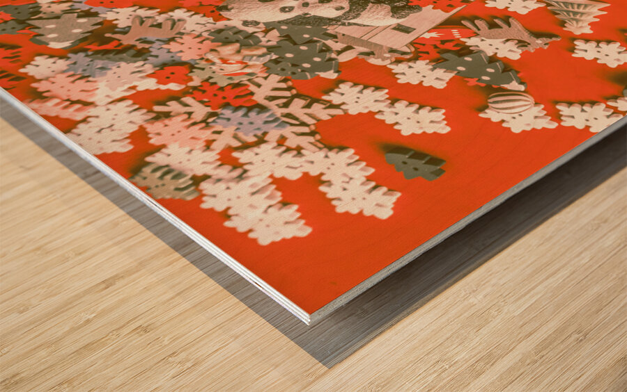 Panda Christmas Wood print