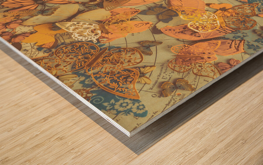 With faded colors and intricate markings Wood print