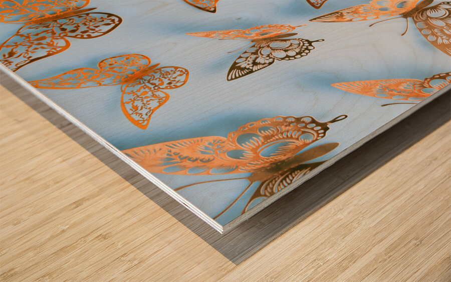 Dancing on a sky blue canvas Wood print