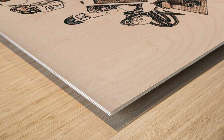 A retro gaming landscape Wood print