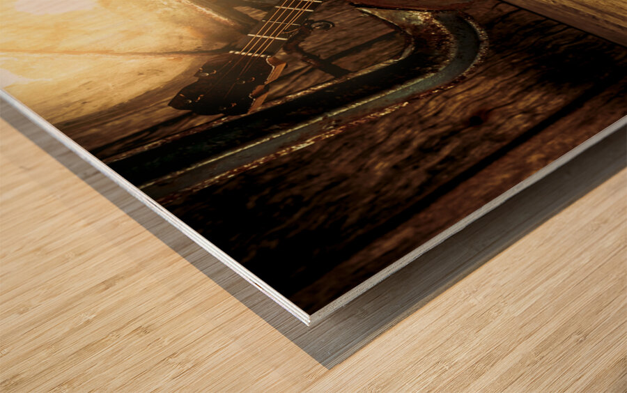 Country banjo Wood print