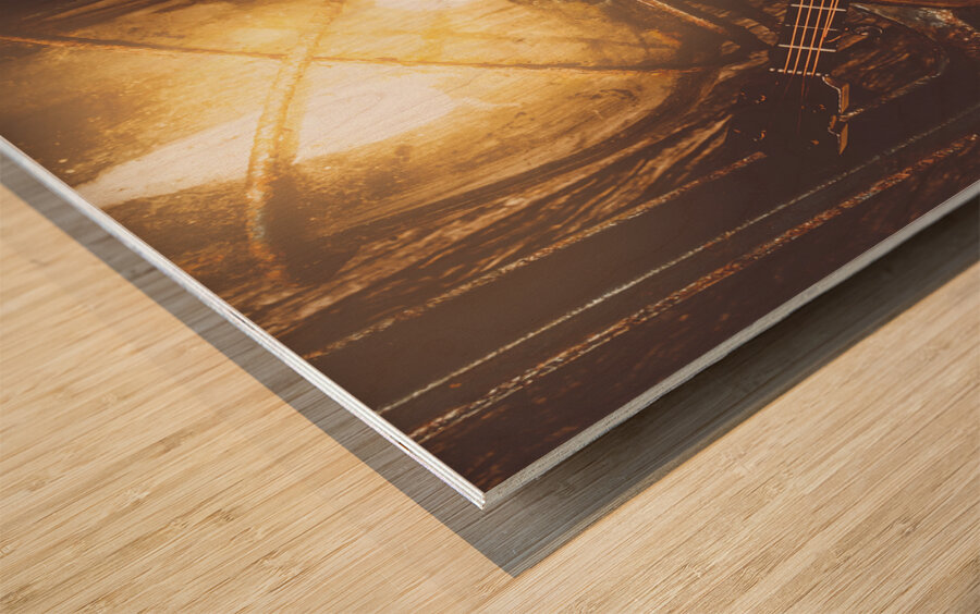 Oil and strings Wood print