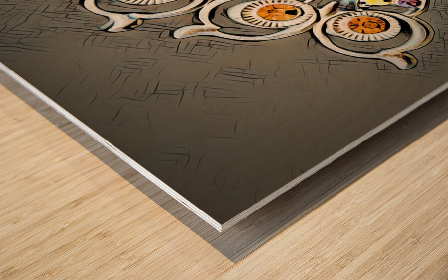 Kooky owls Wood print