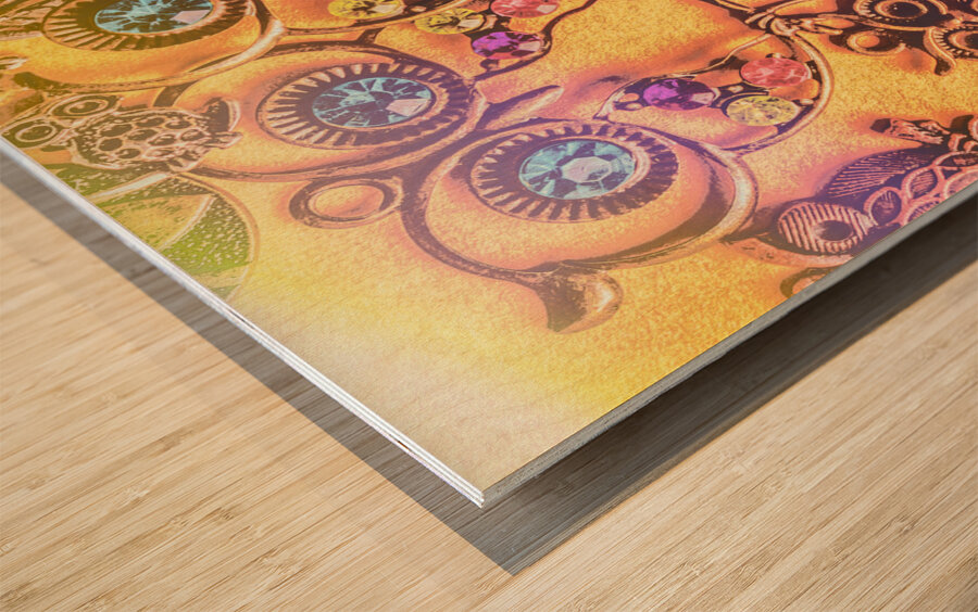 Retro owl charms Wood print