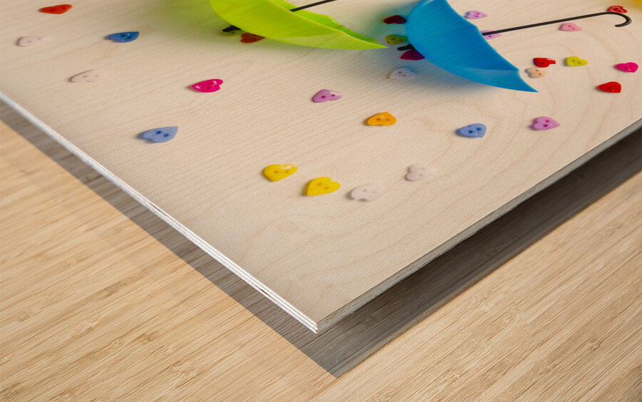 Raining summer love Wood print