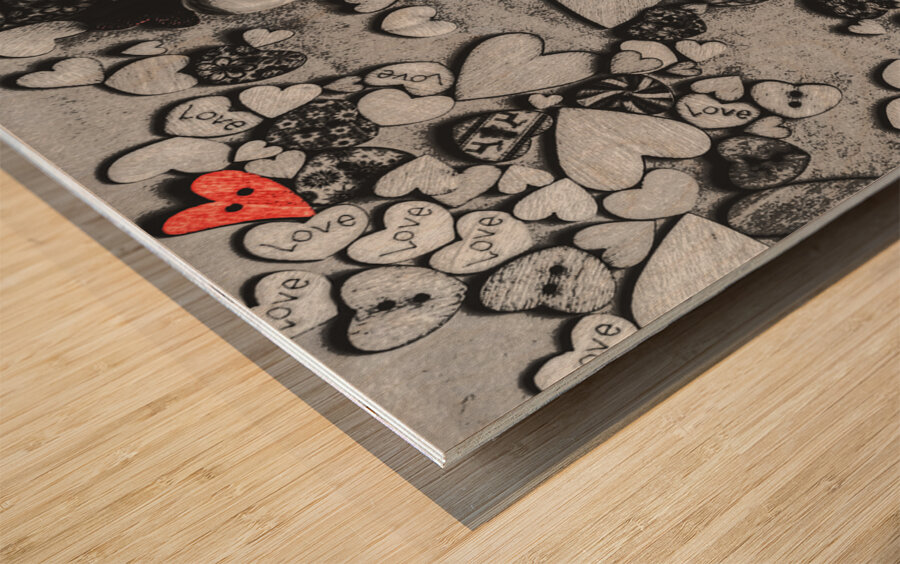 Amidst a sea of hearts Wood print