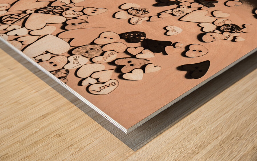 Umbrella boats on heart bay Wood print