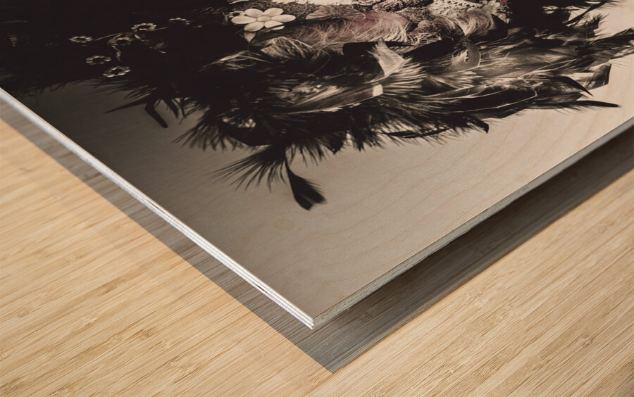 With shadows and feathering Wood print