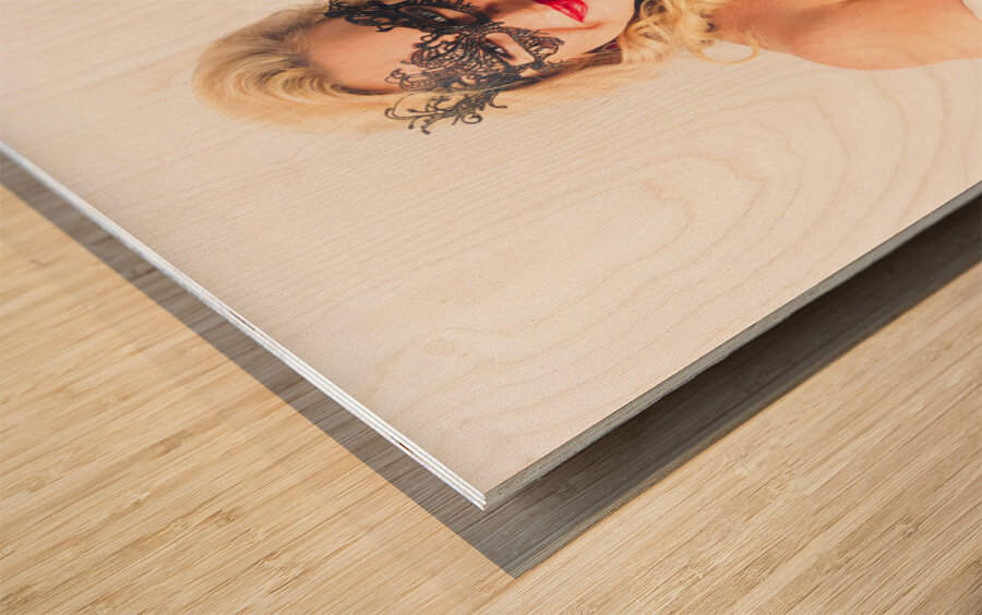 Modern masquerade beauty Wood print