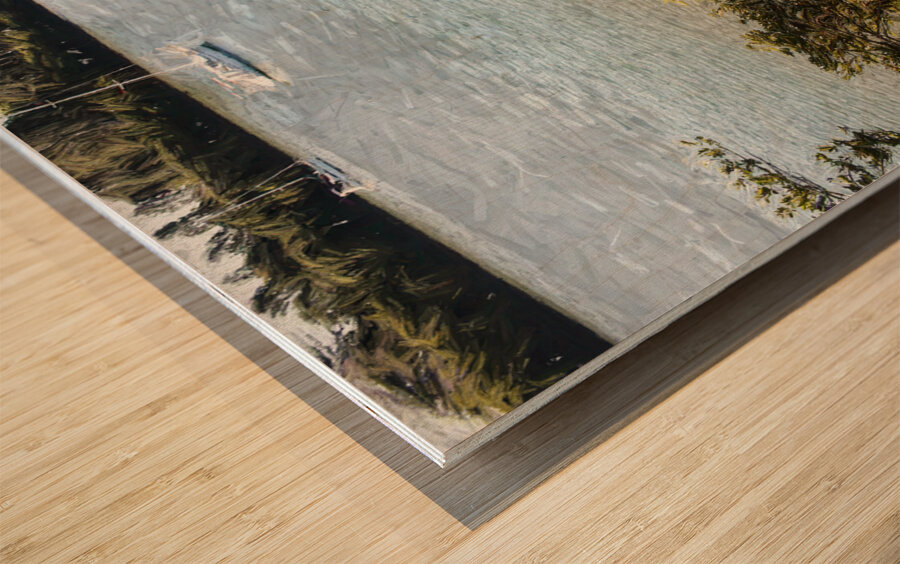 Tranquil River Boardwalk Wood print