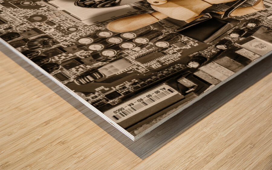 Block miners Wood print