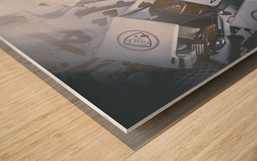 Cards tees and clubs Wood print