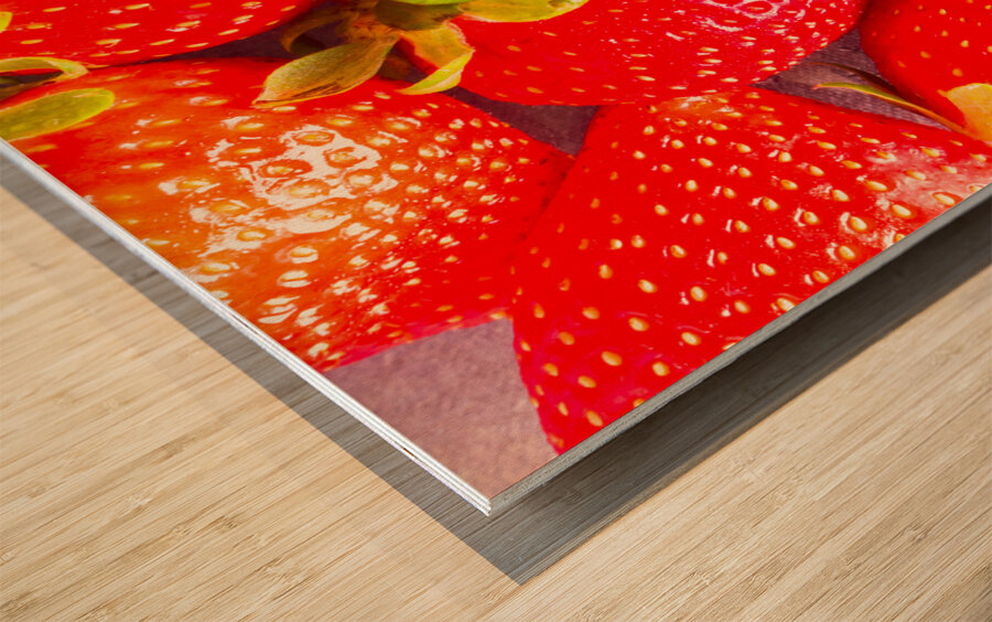 Vibrant fresh strawberries Wood print