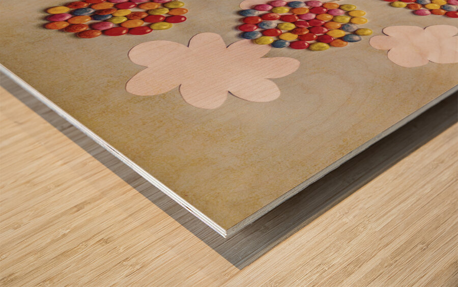 Paper clouds and candy balloons Wood print