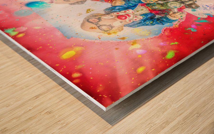 Clowns n Confetti Wood print
