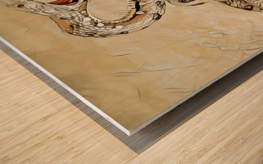 Desert Sun Serpent Wood print