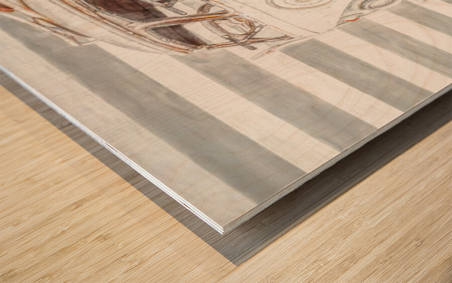 Blue Surf Camper Wood print